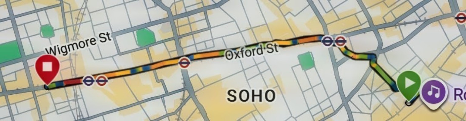 Original Garmin route from Covent Garden to Selfridges